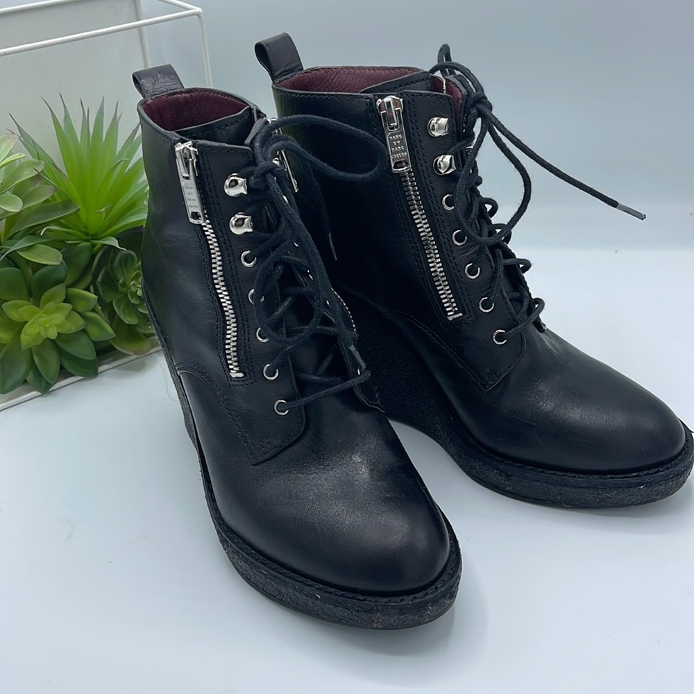 Marc By Marc Jacobs black platform wedge booties size 37